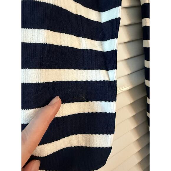 Veronica Beard Navy Ivory Stripe Dominique Long Sleeve Dress Sz Med - Picture 4 of 9